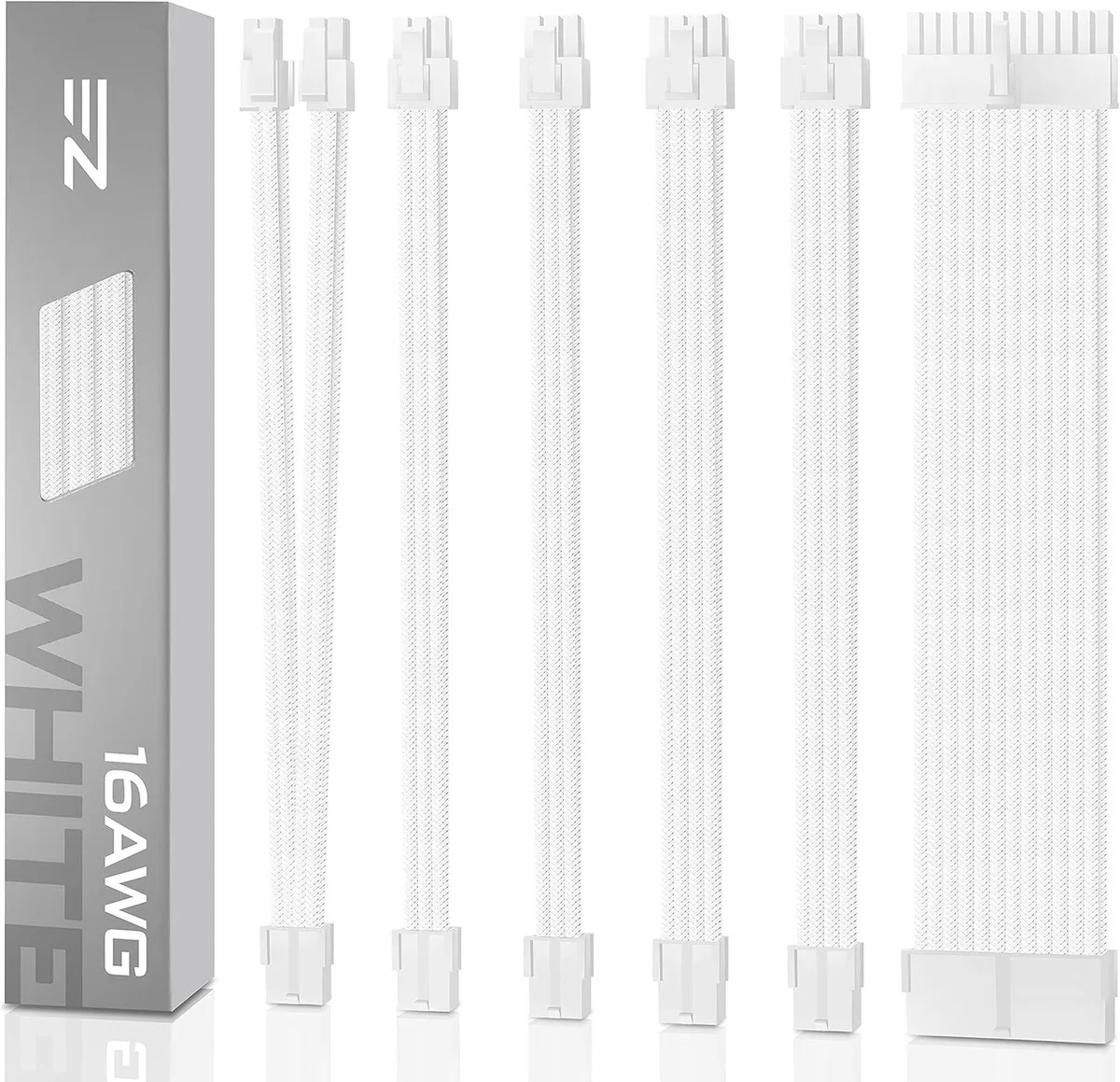 PISKEKAT PISKEKAT PSU Cable Extension Kit 16 AWG 30cm White — product photo