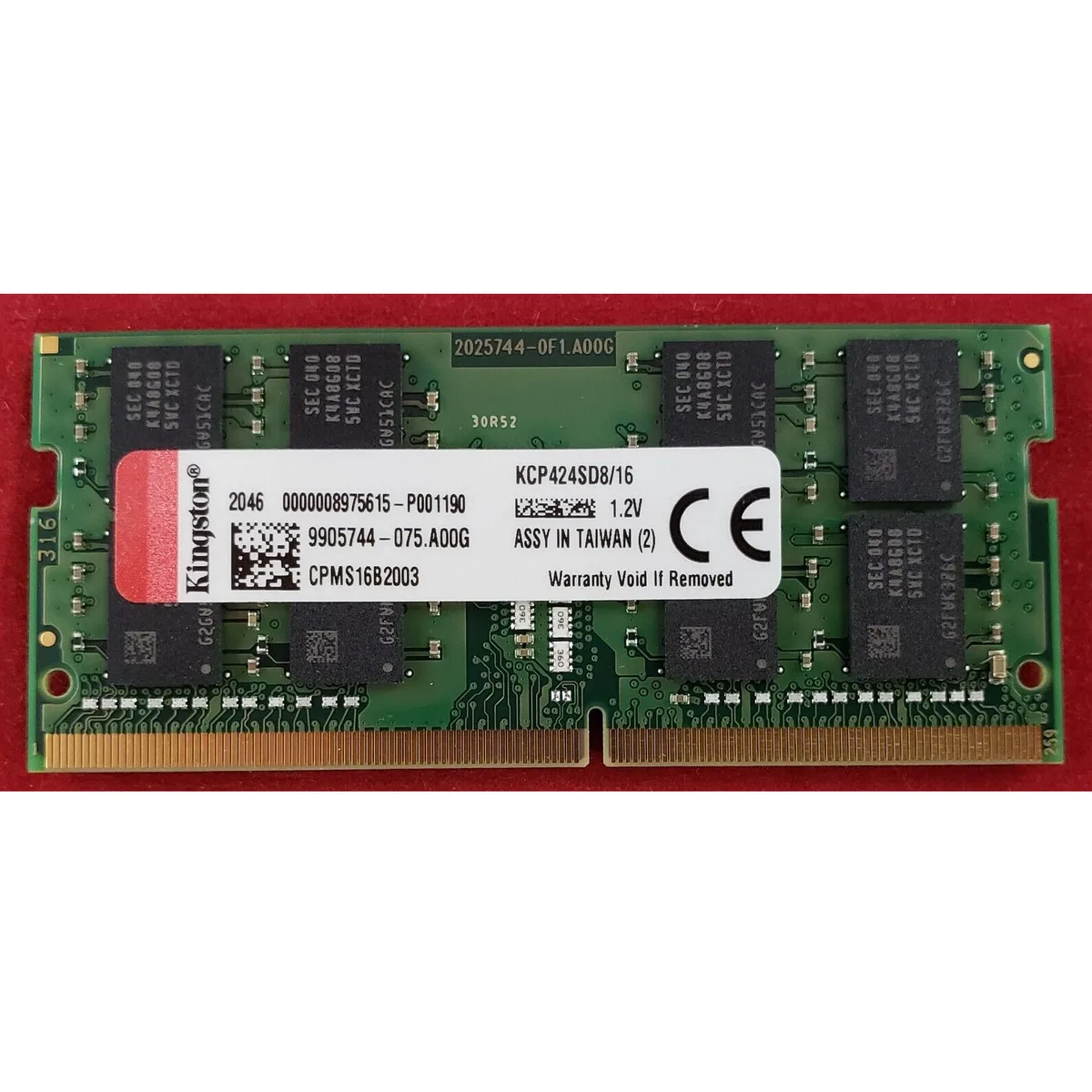 Kingston Technology Corp. Kingston Technology Corp. KCP424SD8/16 16 GB DDR4 SO-DIMM 260-pin accessory — product photo