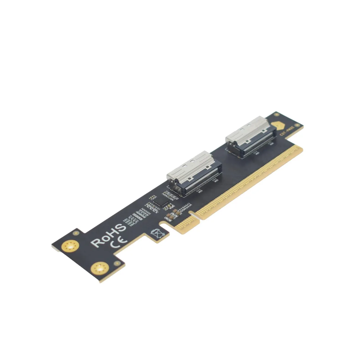 LetLinkSo LetLinkSo LLS-CD-1PC2MC-04 PCIe 5.0 x16 to 2 MCIO x8 Adapter for 4 U.2 NVMe SSD Side Top — product photo