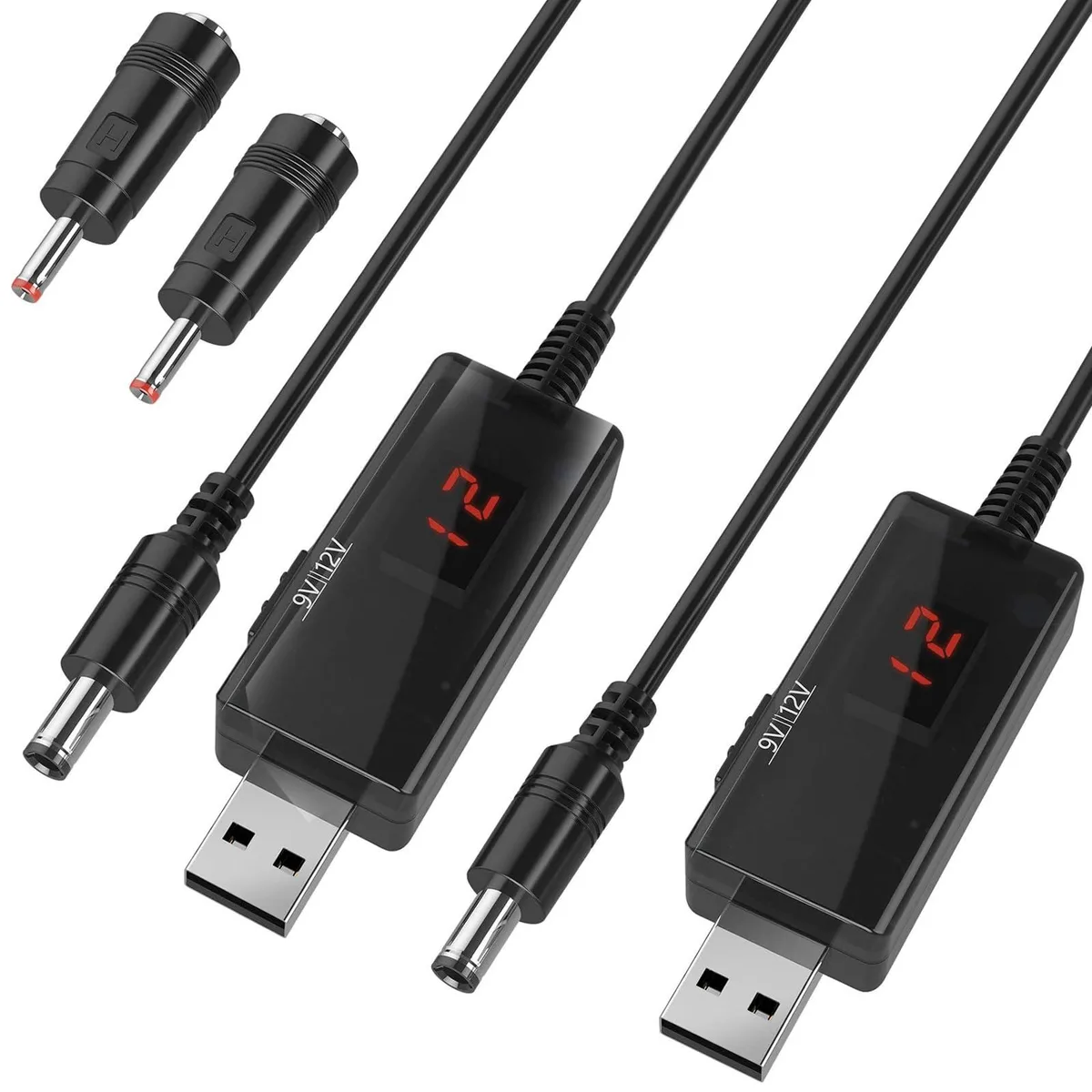 KEHIPI KEHIPI USB 5V to 9V/12V Step-Up Adapter 1A 0.8A LED Display 2pcs — product photo