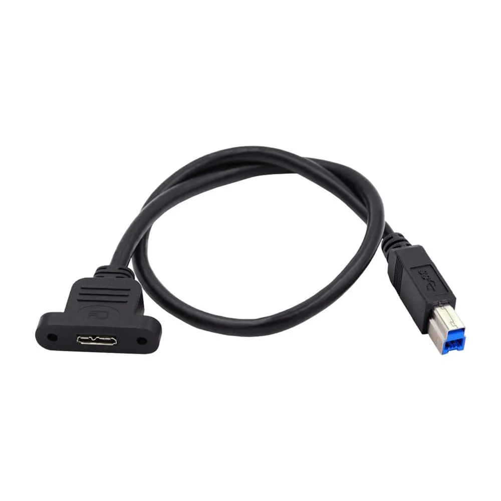 Fervit Fervit USB 3.0 Type-B Male to Micro 3.0 Type-B Female Screw Mount Extension Cable 50cm 5Gbps — product photo