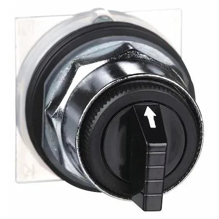 Schneider Electric 30 mm black selector switch with short lever and chrome metal bezel