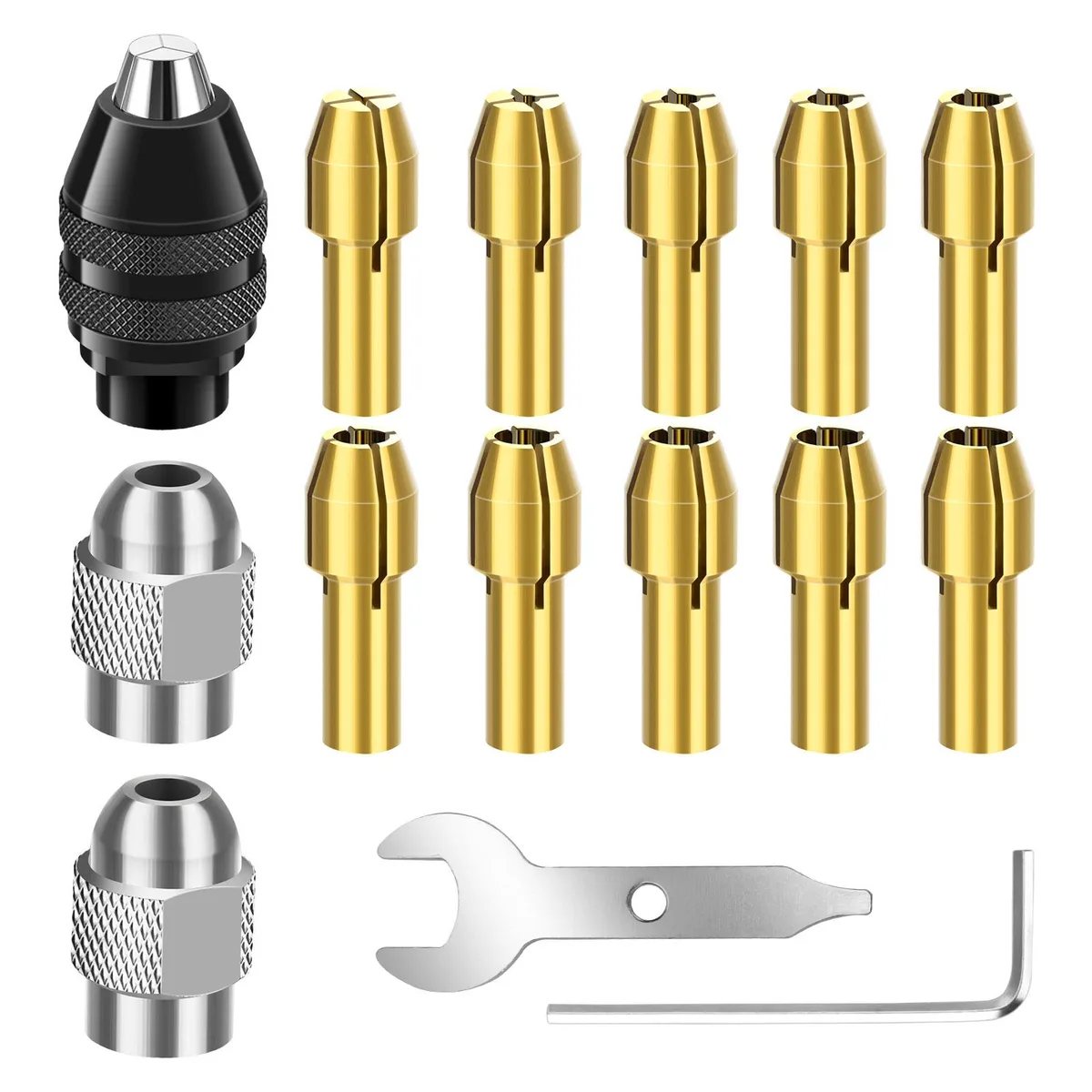 NSI NSI 15 PCS Drill Chuck Collet Set 0.8-3.2mm Keyless Chuck 4486 4485 — product photo