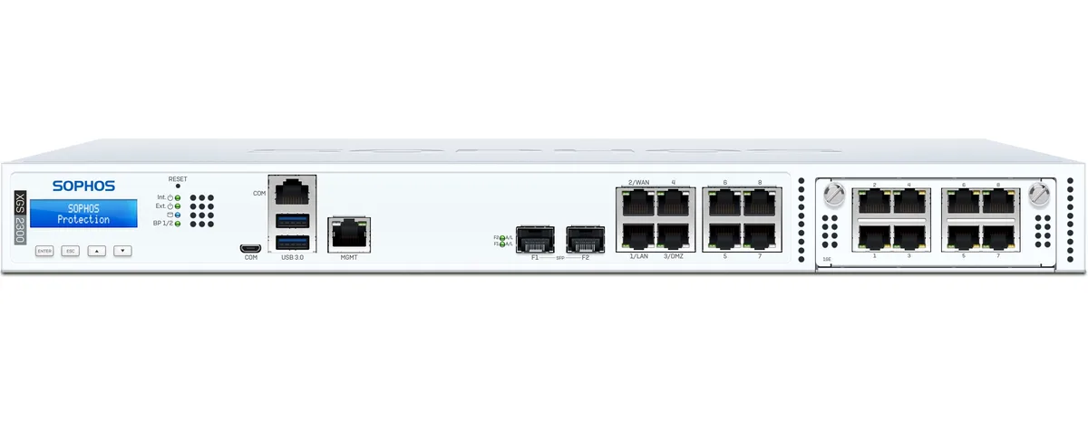 Sophos Sophos XGS 2300 XG2CTCHUS firewall appliance 8 GE 2 SFP 8 GB DDR4 120 GB SATA 1U rackmount — product photo