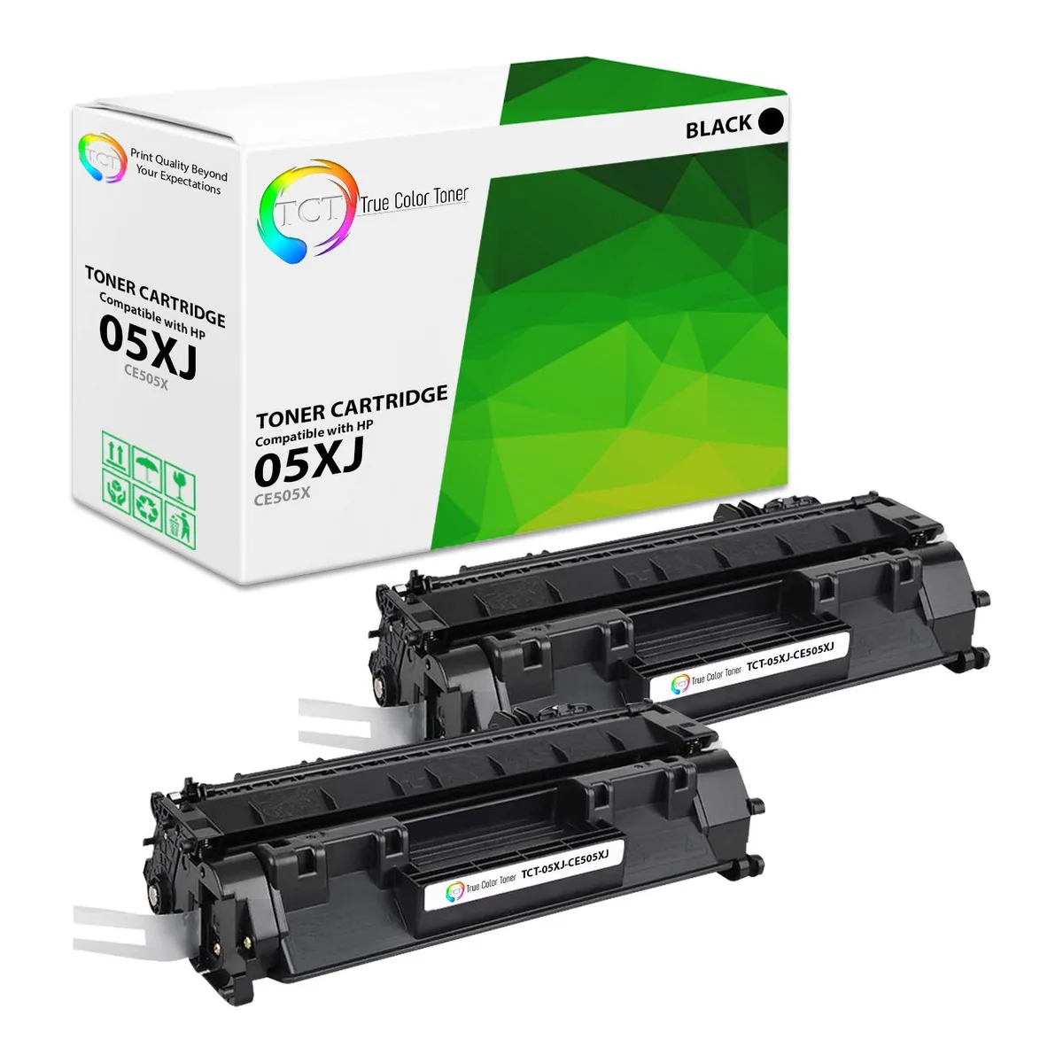 True Color Toner True Color Toner CE505X Black Toner Cartridge 2 Pack Jumbo 8000 Pages — product photo