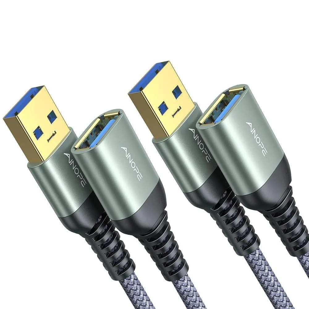 KEHIPI KEHIPI 2 Pack USB 3.0 Extension Cable Type A Male to Female Grey 1.5ft — product photo