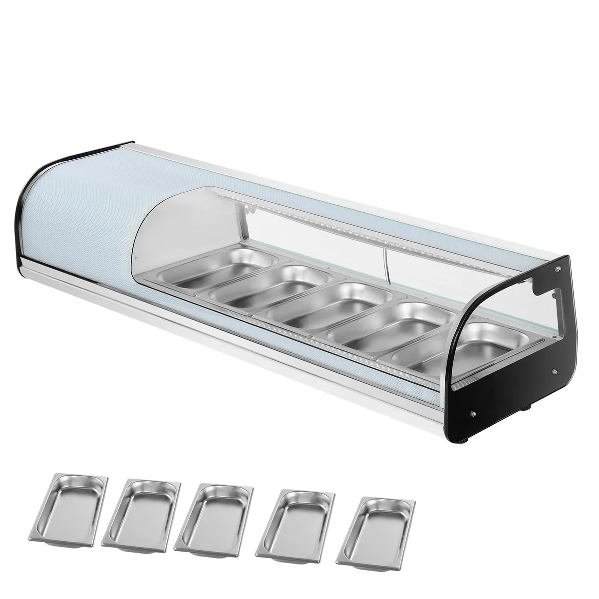 VEVOR VEVOR Sushi Display Case 1.8 Cu.ft 5-Pan Curved Glass — product photo