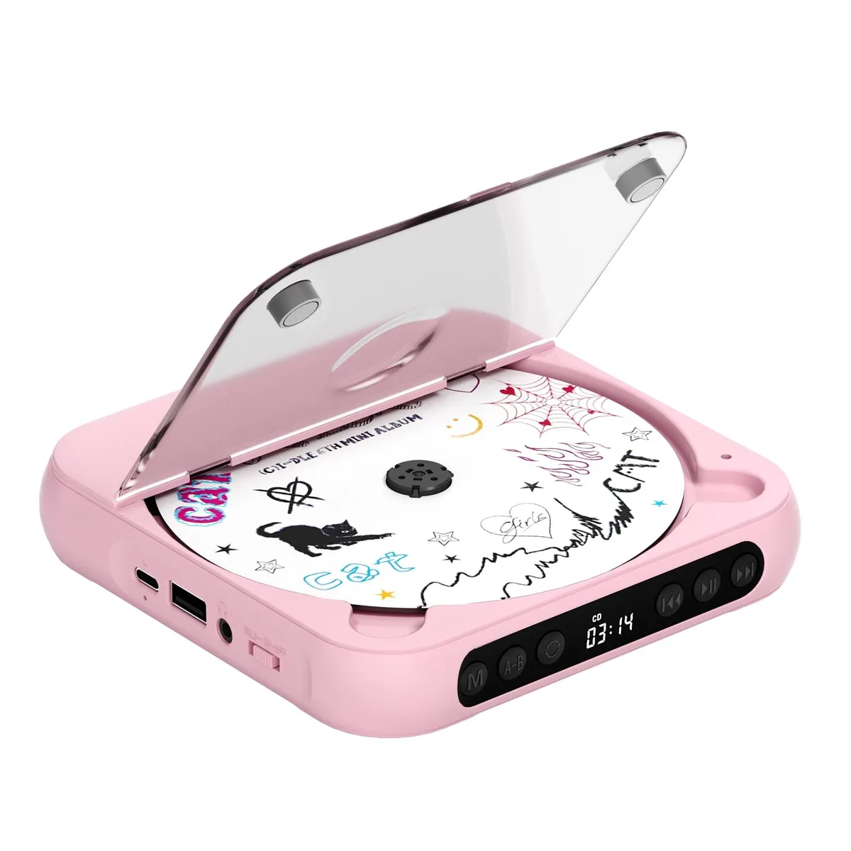  Portable CD Player Pink with Bluetooth Headphones 4.5in — product photo