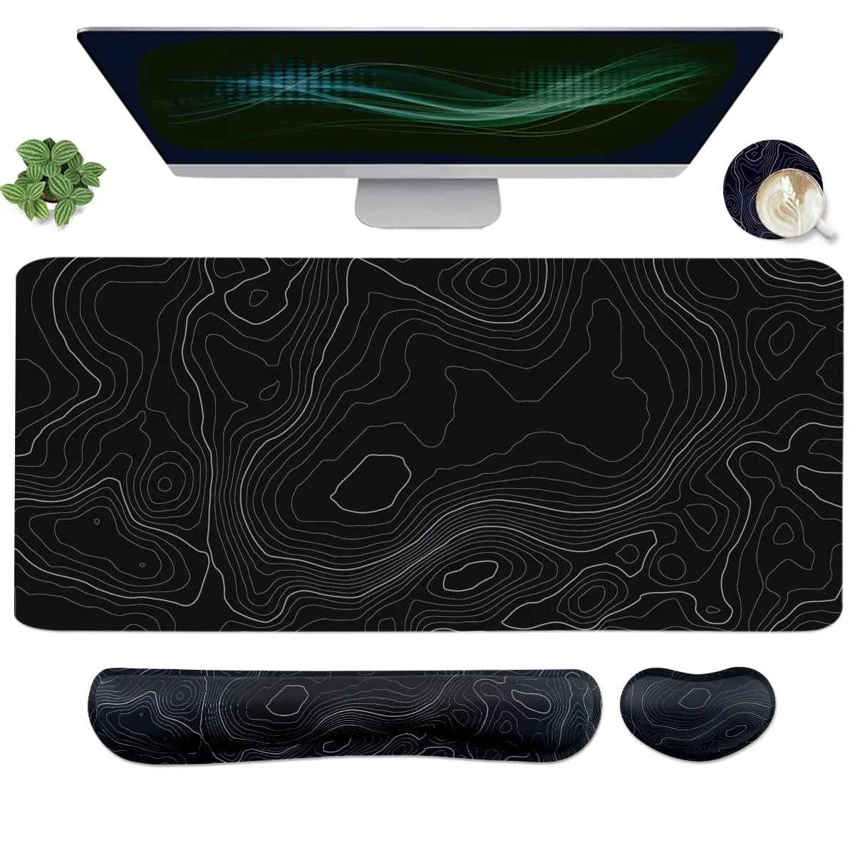 Keychron DESK-1-DXT Topographic Contour Mouse Pad Set 35.4×15.75 in — product photo