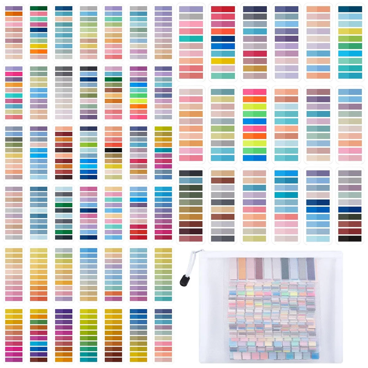Pack of 60 multicolored transparent writable sticky tabs 1.8 x .47 in