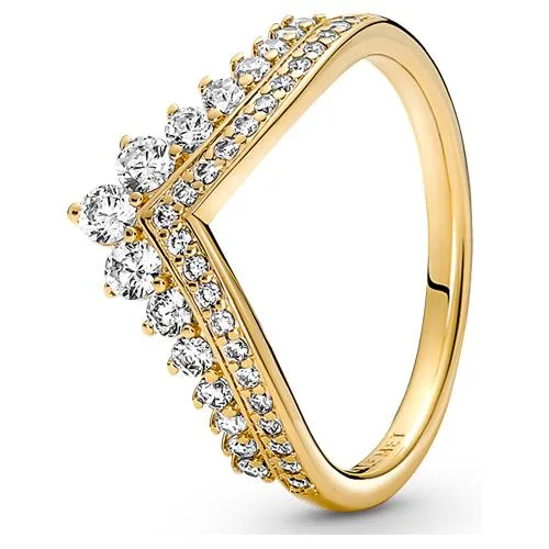 14k gold-plated chevron ring with cubic zirconia rows