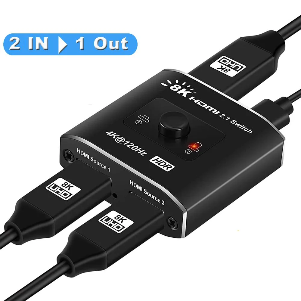 ESTONE ESTONE OZ8Q2B 2×1 HDMI 2.1 video switch 8K 60Hz 4K 120Hz 48Gbps — product photo