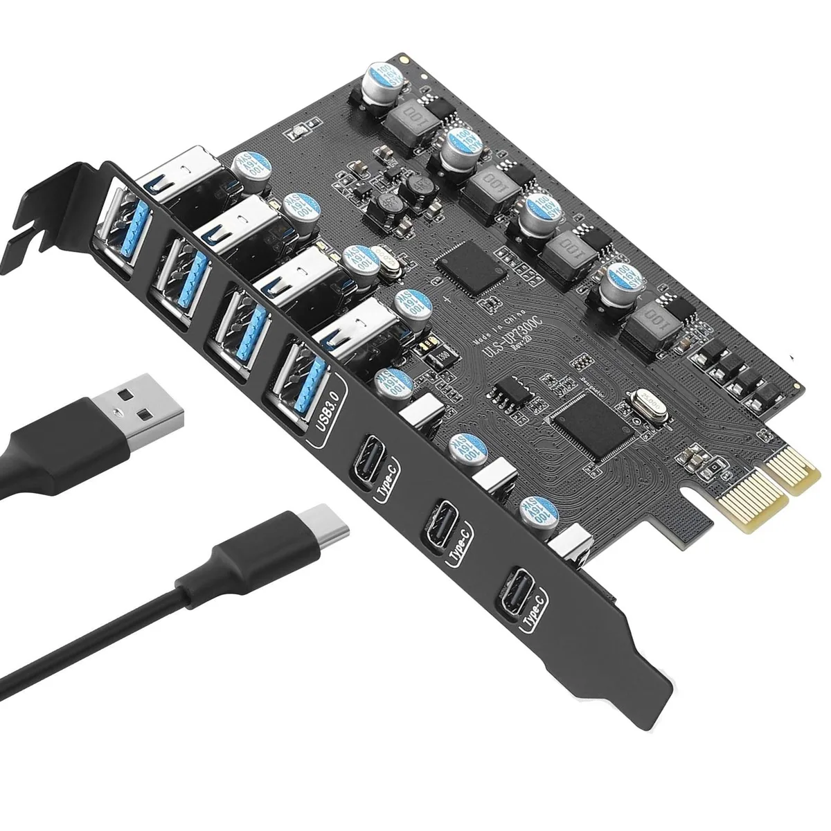ESTONE ESTONE PCIE24A3C PCIe USB 3.0 7-Port Expansion Card (3× USB-C, 4× USB-A) — product photo
