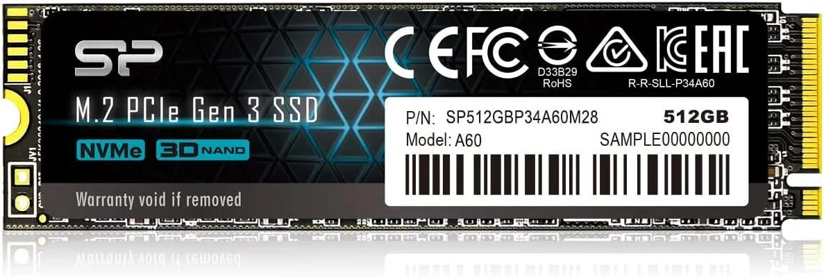 Silicon Power Silicon Power SP512GBP34A60M28 512GB NVMe M.2 2280 PCIe Gen3.0 internal SSD — product photo