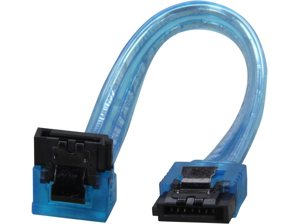 A A Arts A A Arts SC-SATA3-6-LL-BL-90 BNC cable 6" 90 to 180 degree SATA III 6.0Gb/s 26AWG UV Blue — product photo