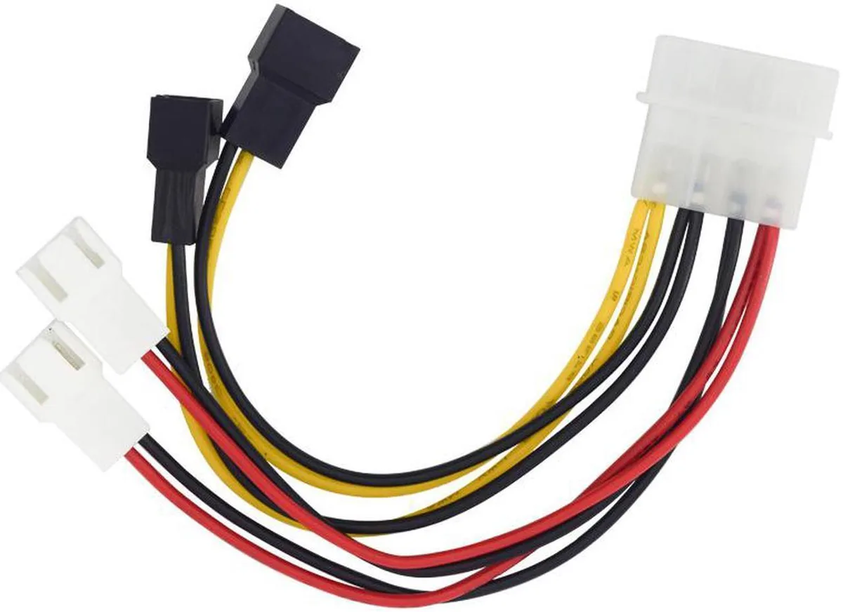 Vszerda Vszerda 6 inch Molex 4-pin to 4× TX3 3-pin fan adapter cable, 2×12V/2×5V, speed reduction, 20AWG — product photo