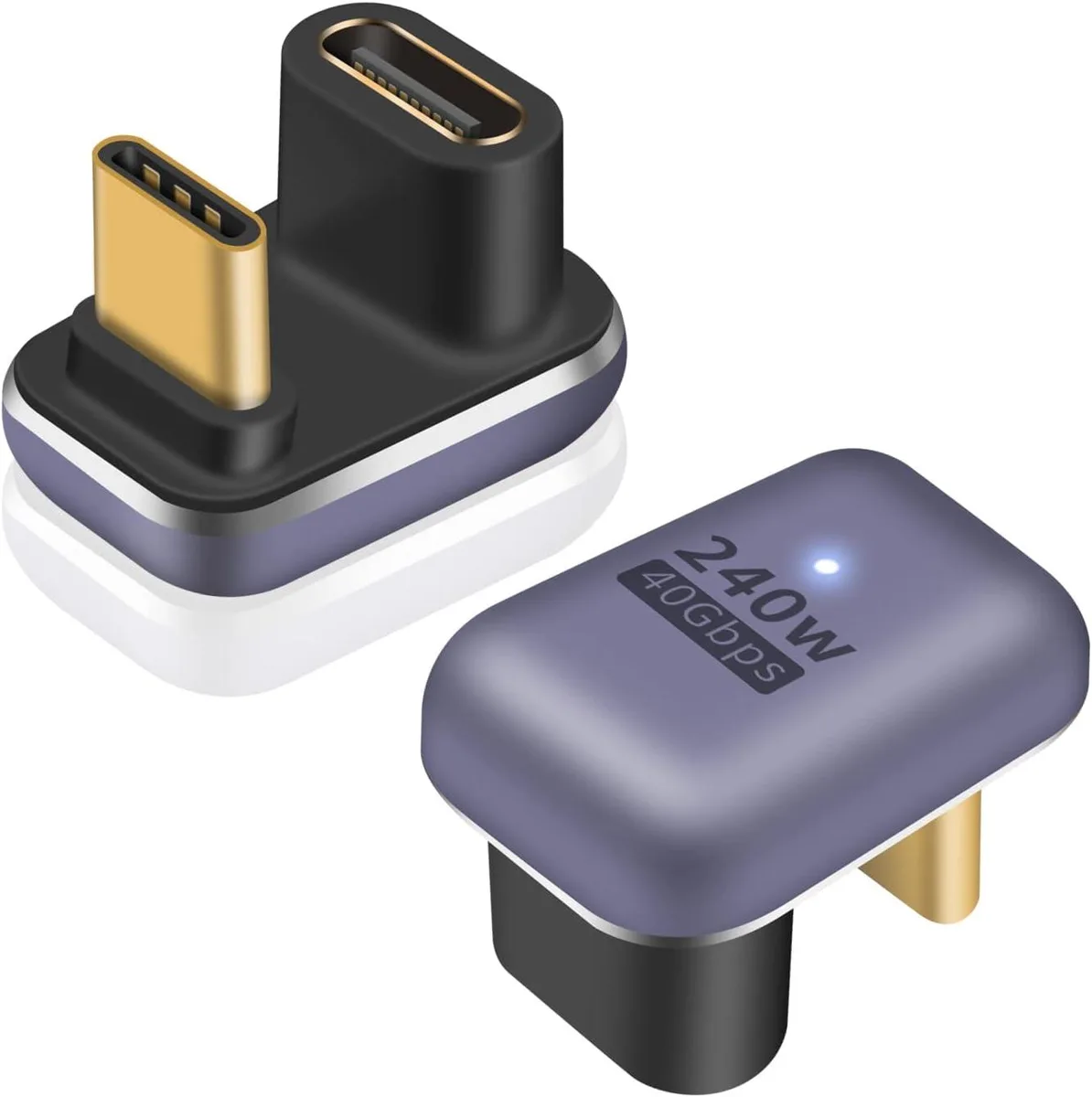 Corn Electronics Corn Electronics 180 Degree USB C Adapter 240W 40Gbps U Shape 2Pack — product photo