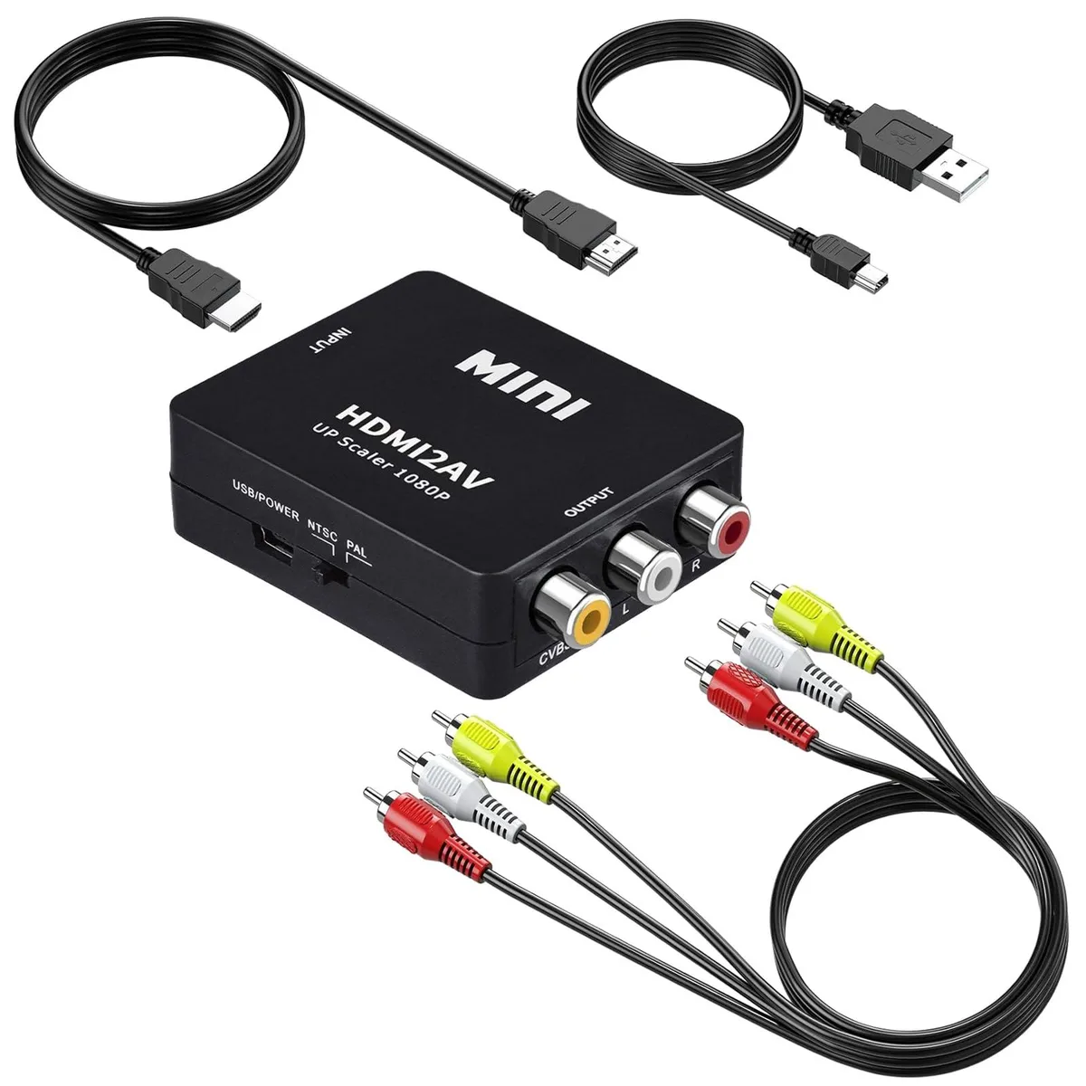  Olympus HDMI to RCA Converter with USB Power Cable 1080P PAL NTSC Black — product photo