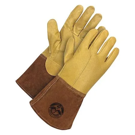 BDG BDG 60-1-1830-XL Gold Grain Pigskin w/ Brown Split Cowhide Gauntlet Personal Protective Equipment — product photo