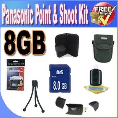 Panasonic Panasonic Accessory Saver Kit B2 camera kit with 8GB SDHC card, reader, case, tripod, cleaning kit — product photo