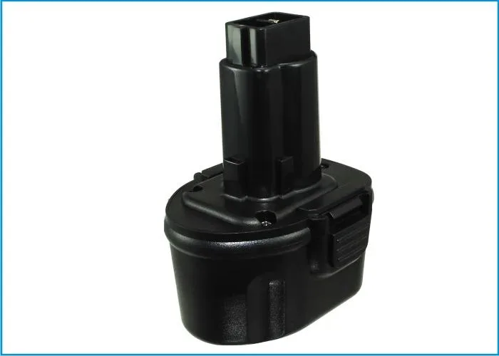 Rectangular black replacement battery pack with label and contacts