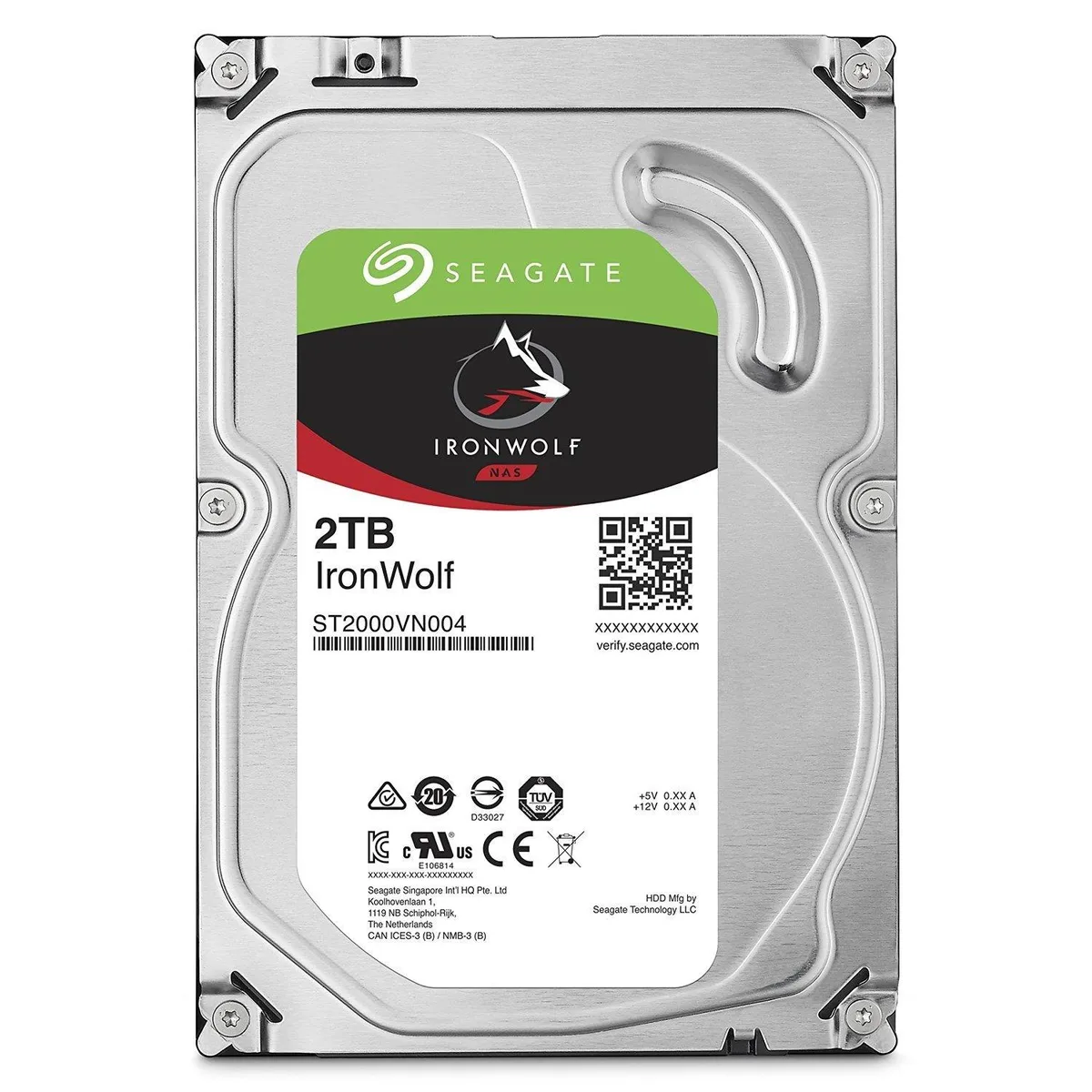 Silver 3.5 inch SATA hard drive with circuit board visible