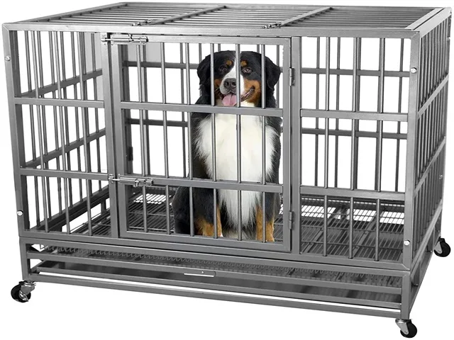 Pretzi Pretzi 48'' Heavy Duty Metal Dog Cage Silver — product photo