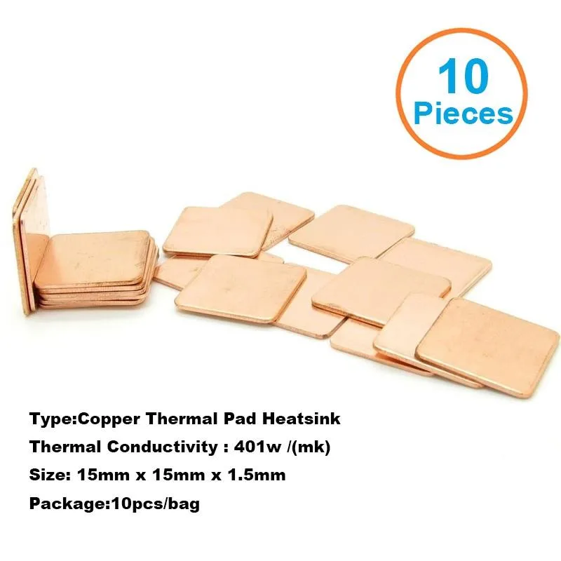EN-Labs EN-Labs 10pcs DIY Copper Shim Heatsink 15x15x1.5mm — product photo