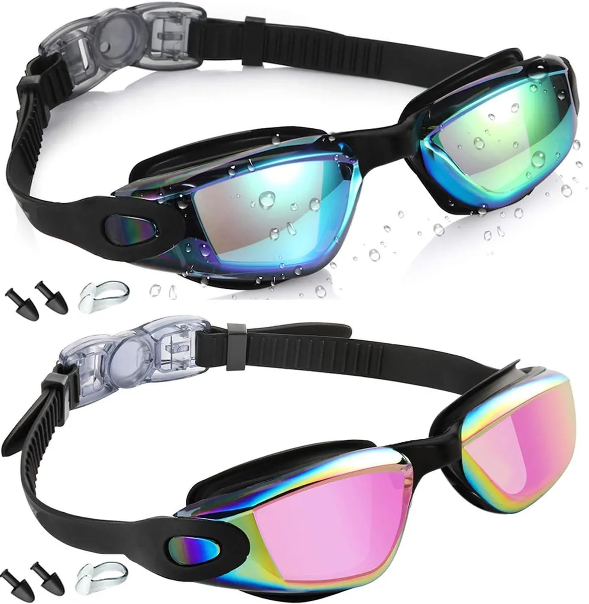  CCMRCQ 2 Pack Swimming Goggles Blue &amp; Pink — product photo