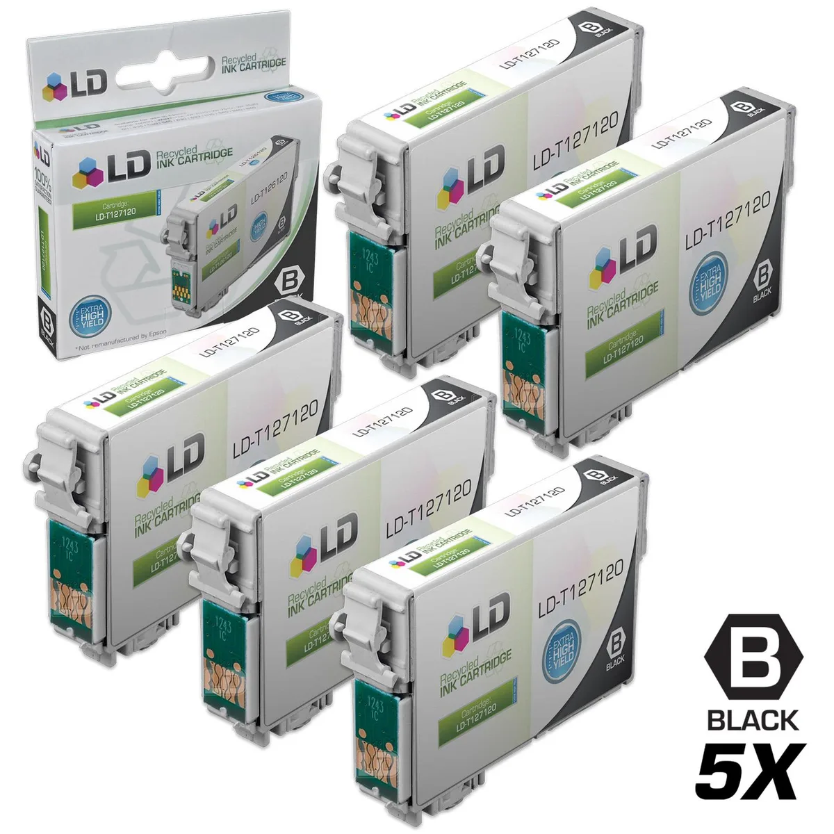 LD Products LD Products Epson T127 Remanufactured Extra HY Ink Cartridges 5 Black T127120 — product photo