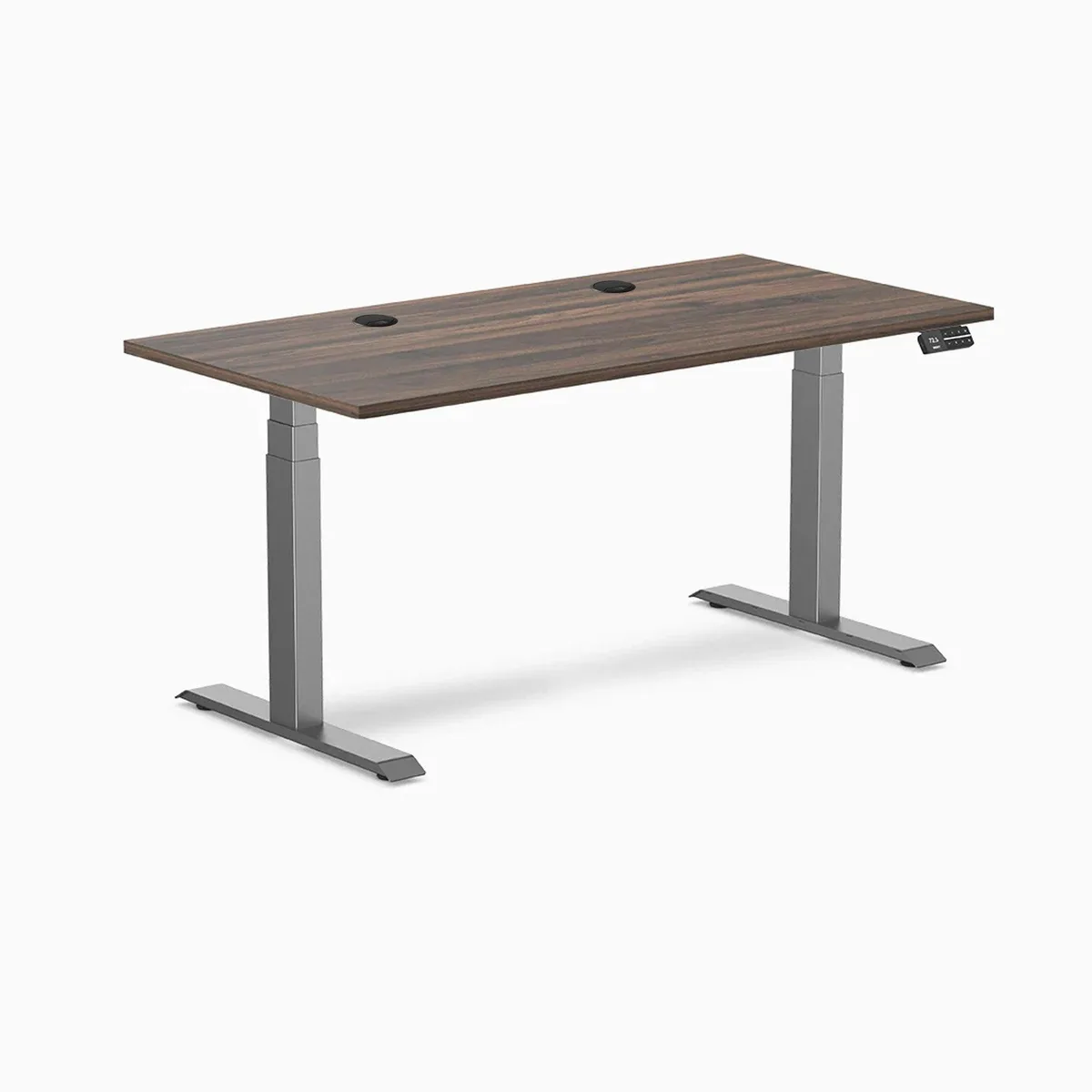 Desky Desky Dual Laminate Sit Stand Desk Jarrah Legno 59.1 x 29.5 in Space Gray — product photo