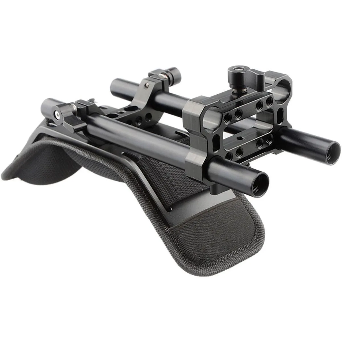 Aluminium shoulder mount with 15 mm rails, riser block and foam pad