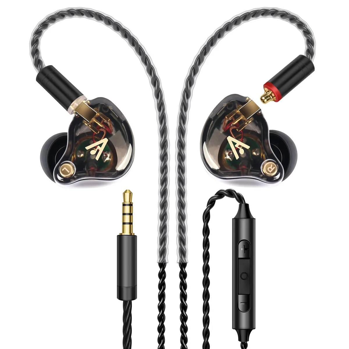 Audiovance Vibes 202M Wired Earbuds Black 16 ohm 3.5mm MMCX Silver-Plated Cable — product photo