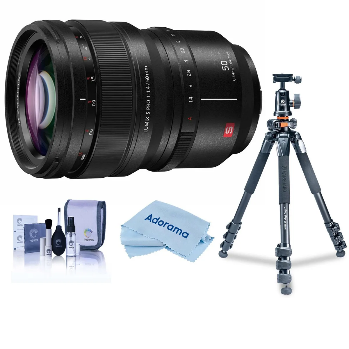 Panasonic Panasonic LUMIX S PRO 50mm f/1.4 L-Mount Lens with Tripod &amp; Cleaning Kit — product photo