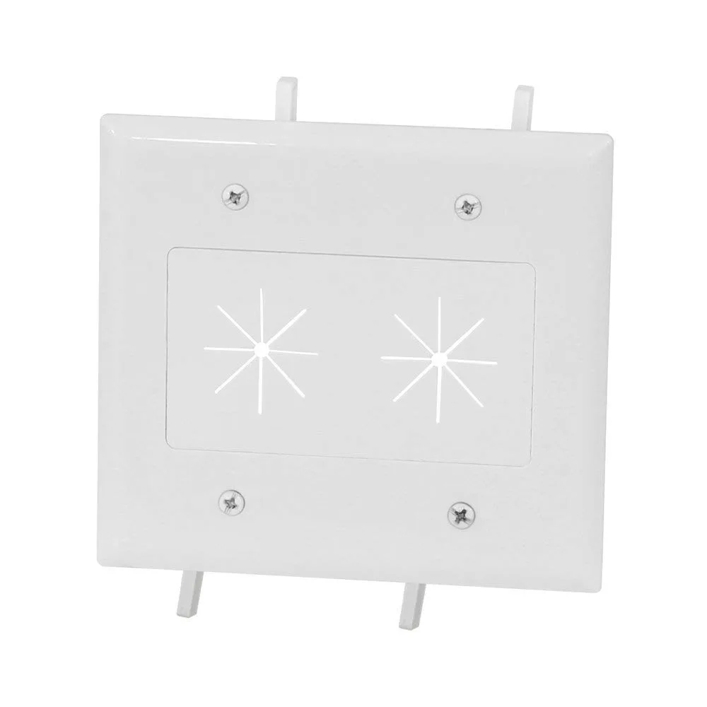 DataComm Electronics, Inc. DataComm Electronics 45-0015-WH 2-Gang Cable Plate with Flexible Opening — product photo