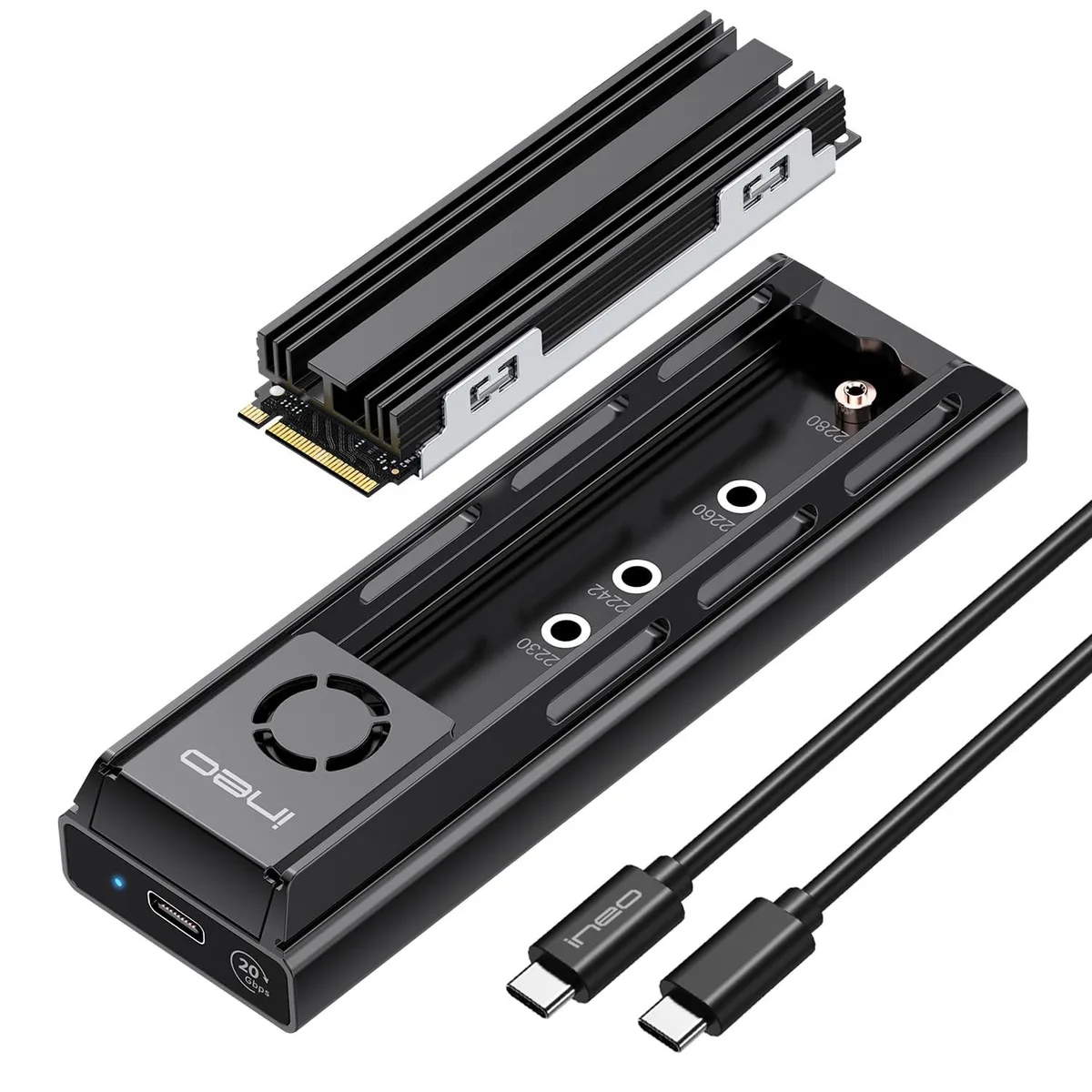 INEO INEO M.2 NVMe NGFF SSD Docking Station 20Gbps with Cooling Fan 2 in 1 Accessory — product photo