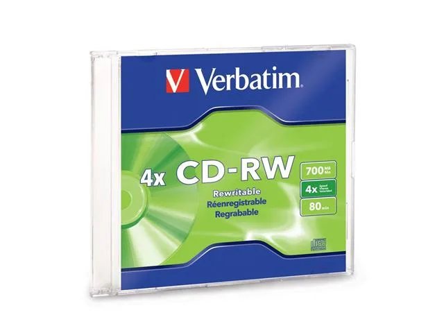 VERBATIM Verbatim 95117 700MB 4X CD-RW single disc blu-ray media — product photo