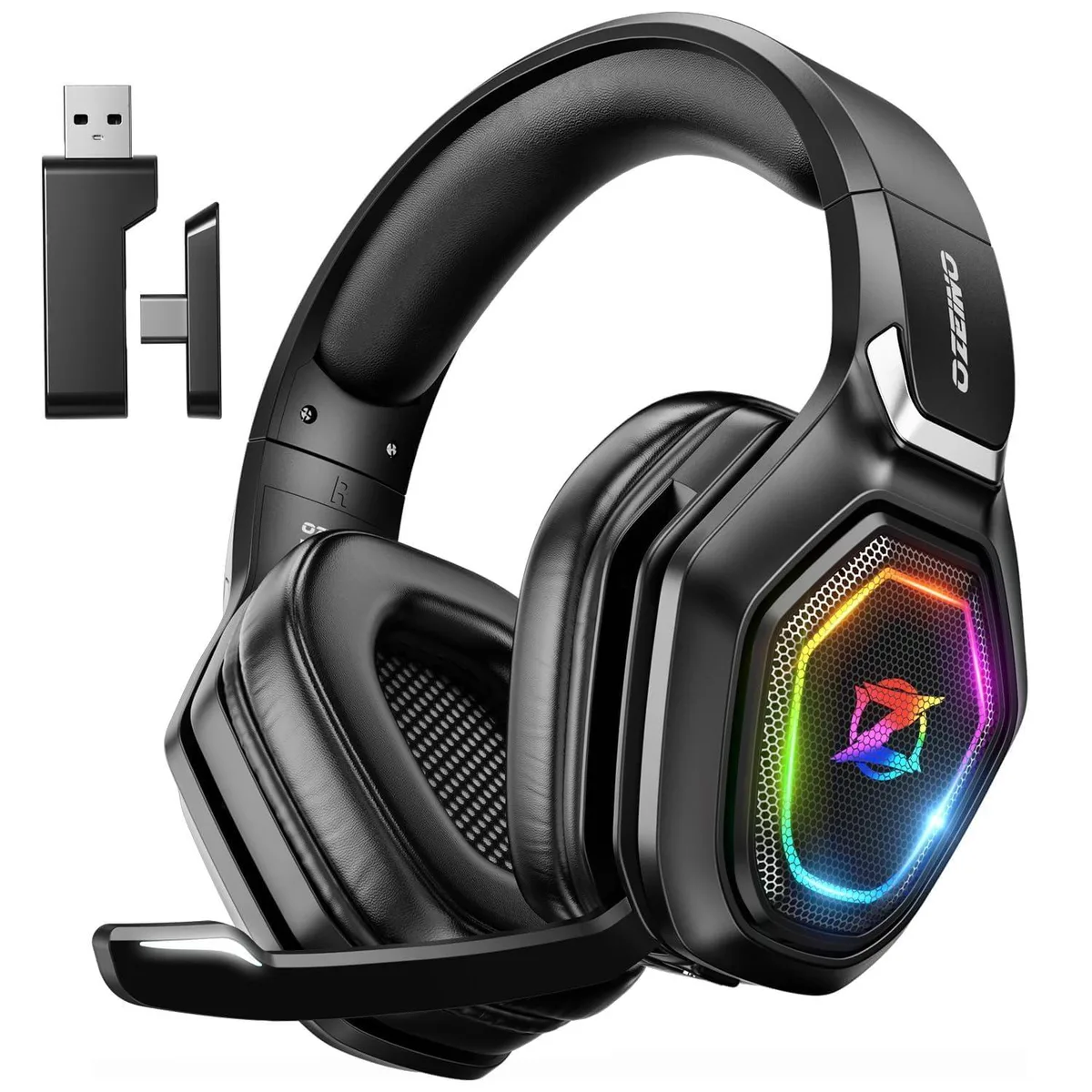  Ozeino OW810 Wireless Gaming Headset 2.4GHz USB-C RGB Black — product photo