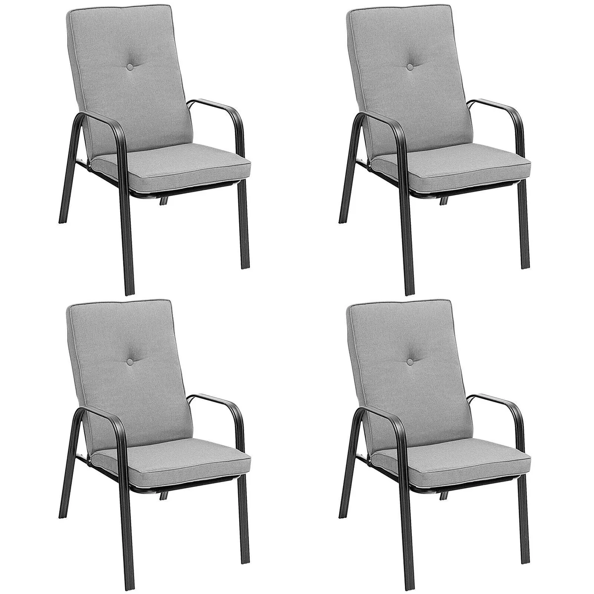 SlickBlue SlickBlue 4 Patio Dining Stackable Chairs Set with High-Back Cushions Grey — product photo