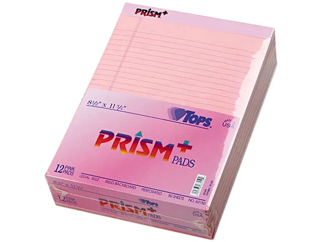 TOPS TOPS 63150 Prism Plus Legal Pad, Pink, 50 Sheet, 12 Pack — product photo