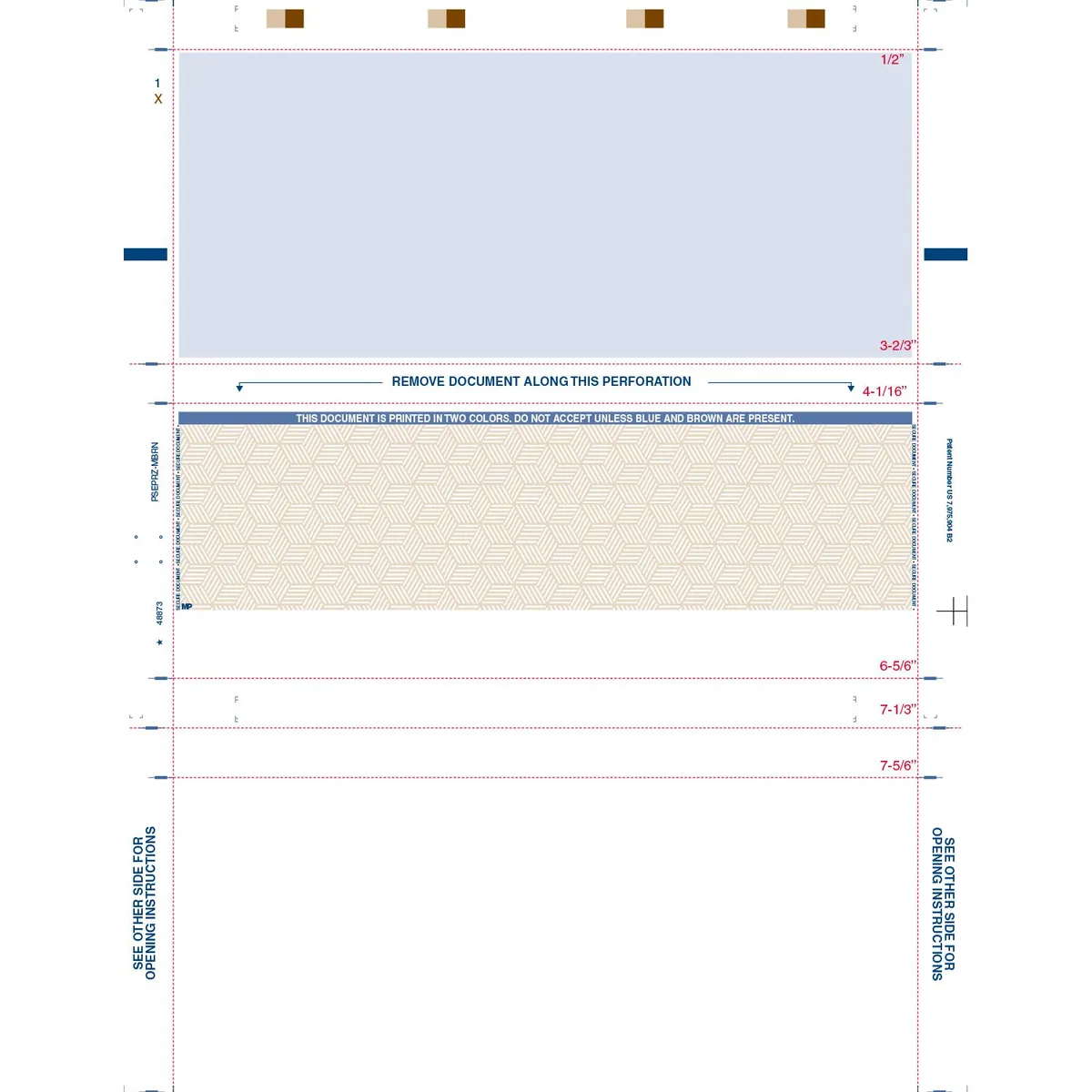 Box of 2000 blue and brown Z-fold pressure-seal checks, 11 inch sheets