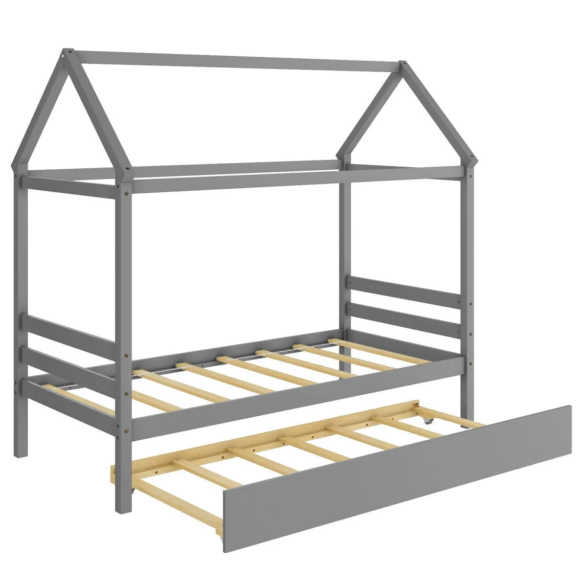 SlickBlue SlickBlue Kids Platform Bed Frame with Roof Grey 79.5 x 45 x 80.5 in — product photo
