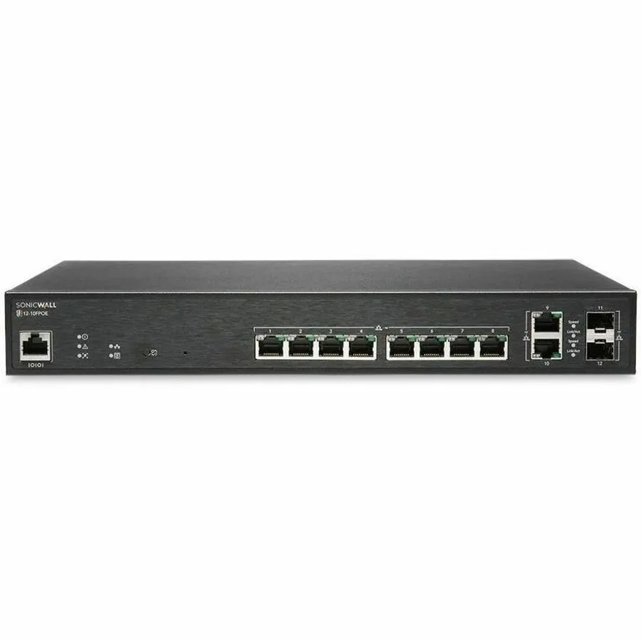 SonicWall SonicWall 02-SSC-8371 SWS12-10FPOE 10-port PoE+ managed network switch — product photo
