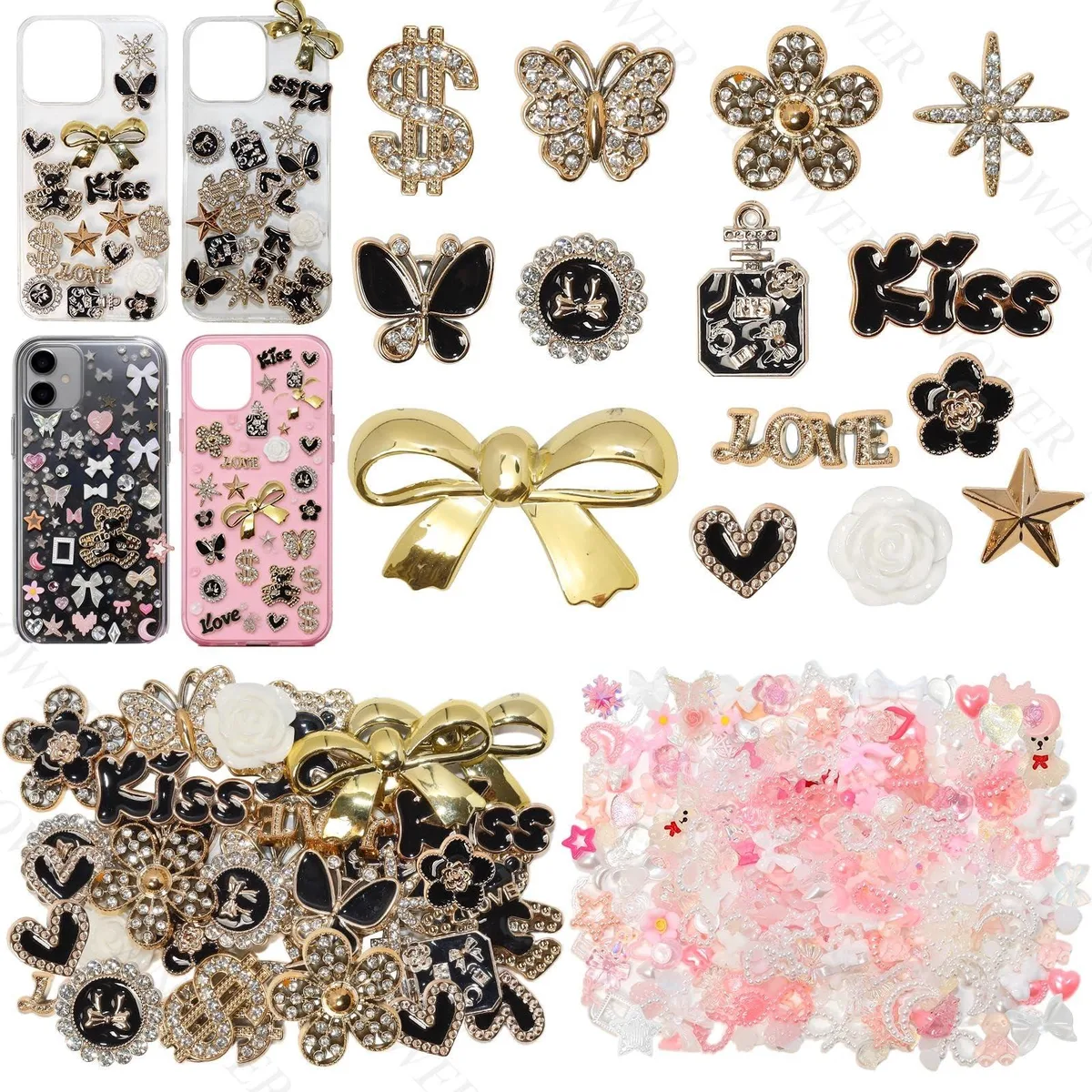  Evening Crystals NA6796 380 Pcs Mixed Pink Flatback Resin Charms — product photo