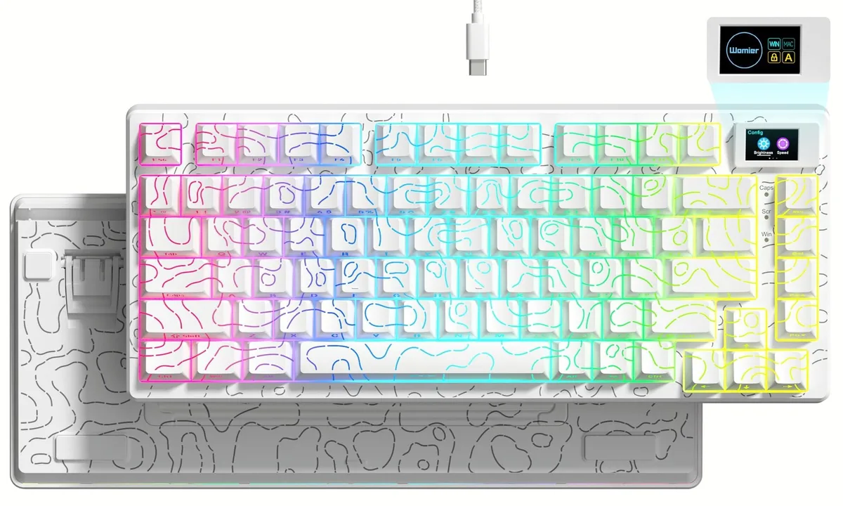 Womier SK80 Topographic Creamy 75% Gaming Keyboard — product photo