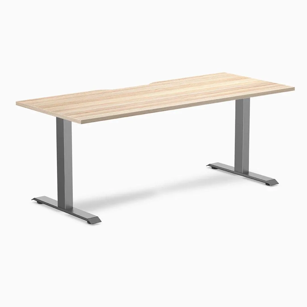 Desky Desky Zero Scalloped Laminate Office Desk Classic Oak 70.9 x 29.5 in Space Gray — product photo