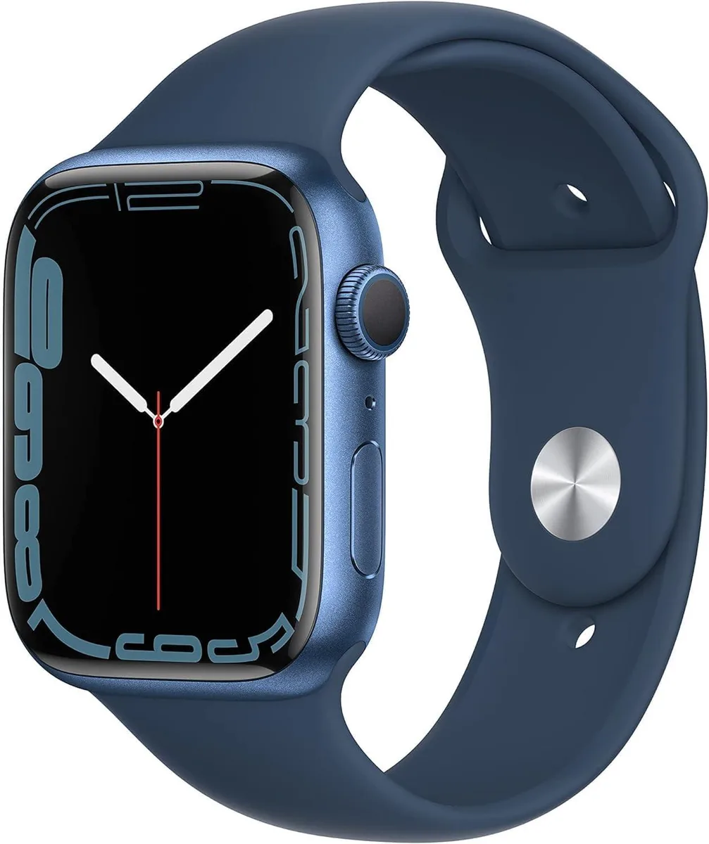 Silver aluminum square watch with blue sport band