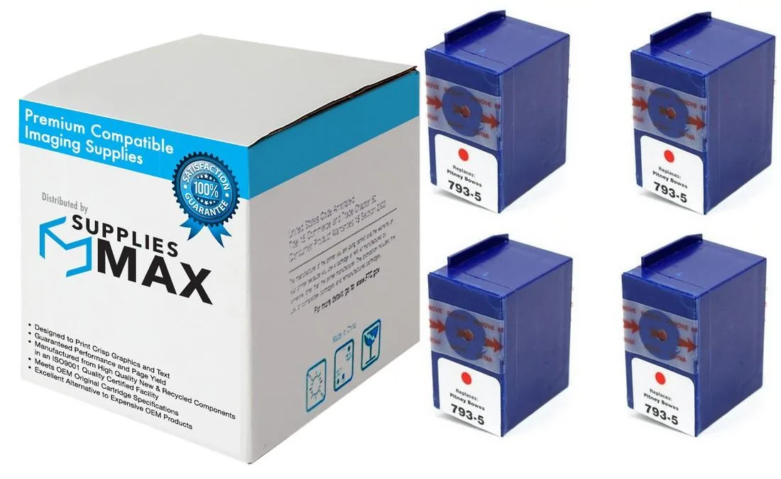 SuppliesMax SuppliesMax Pitney Bowes 793-5 Red Inkjet 4 Pack — product photo