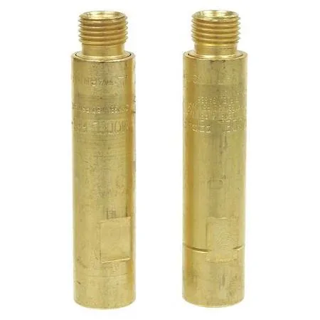 Brass flashback arrestor set with 9/16-18 UNF fittings for oxygen and fuel regulators