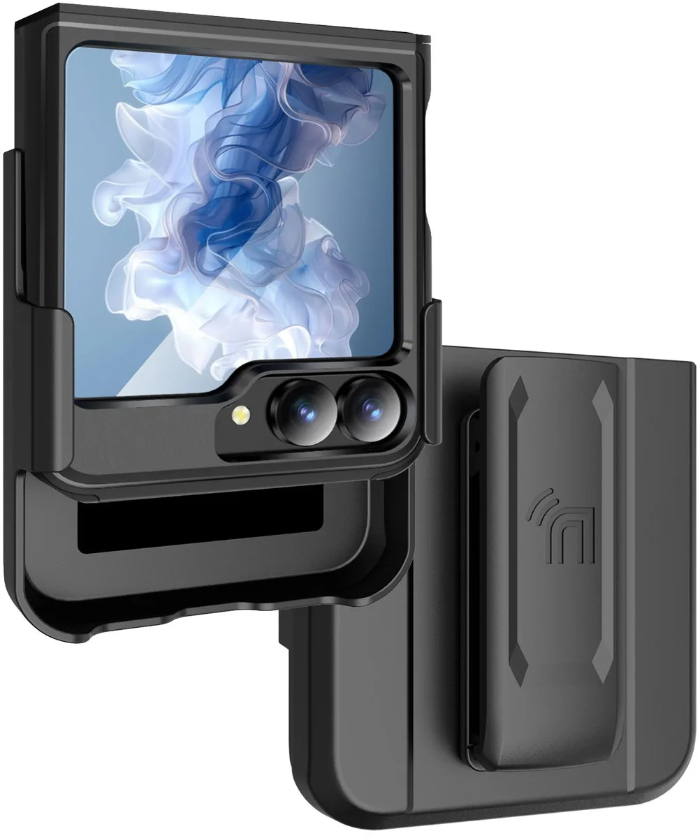 Nakedcellphone Nakedcellphone Hybrid Case &amp; Belt Clip Holster – Matte Black for Galaxy Z Flip 6 / 7 FE — product photo